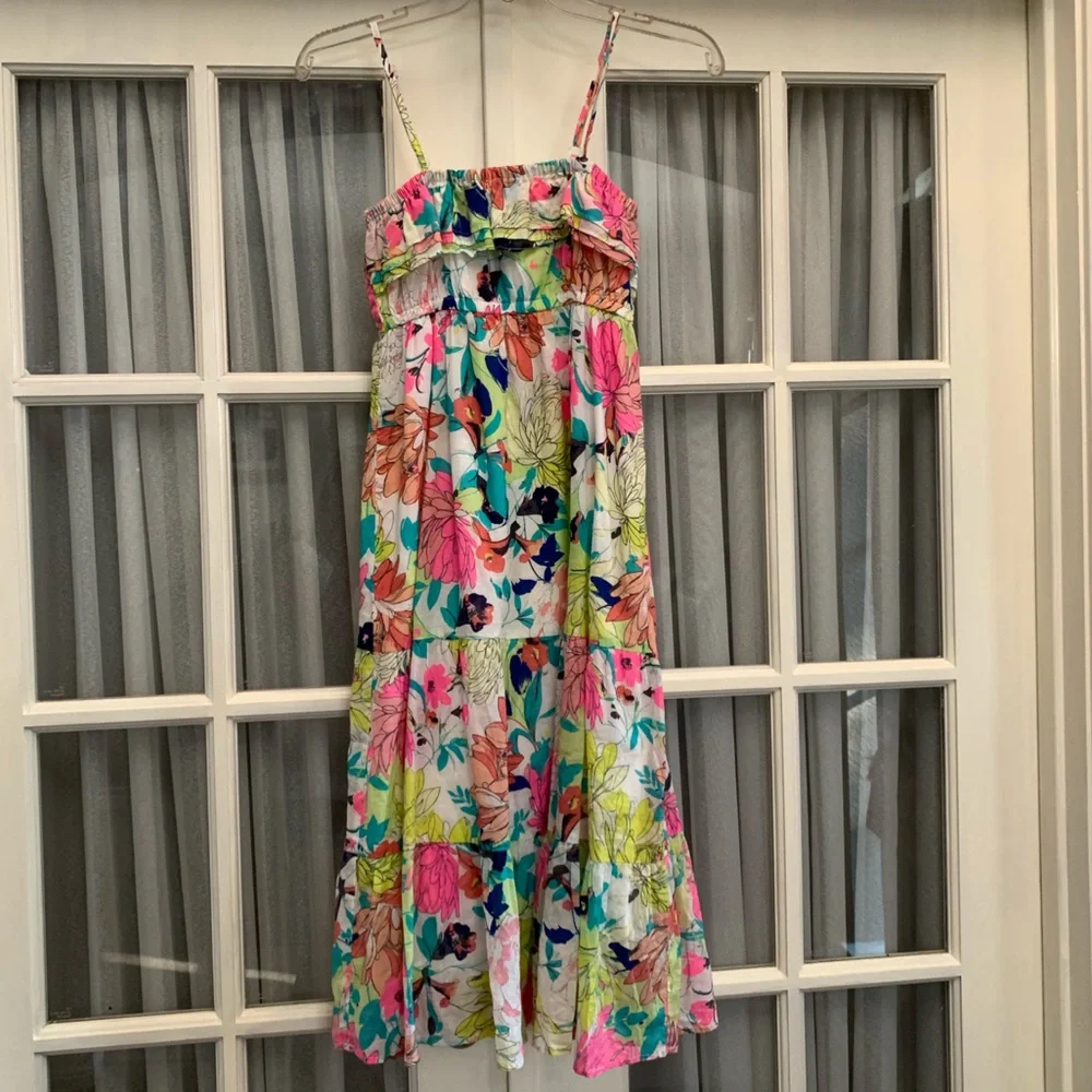 Mixed pink/blue/yellow floral print dress
